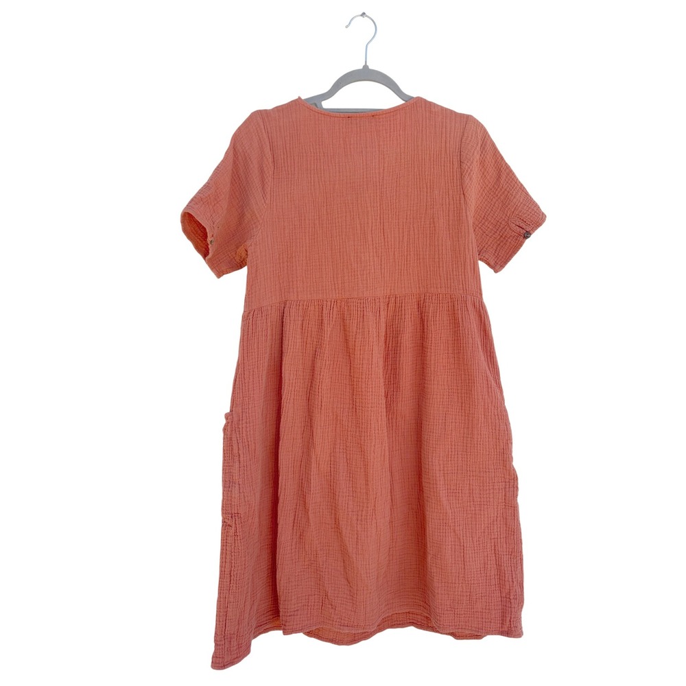 Roolee Women's‎ Rust Orange Cotton Gauze Button Front Babydoll Dress - Size M - Picture 2 of 8